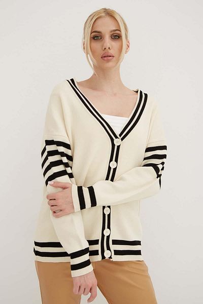 Fashion Friends V-Neck Buttoned Cardigan Ecru