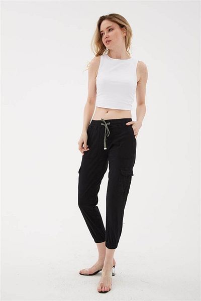 Fashion Friends Cargo Pocket Jogger Pants Black