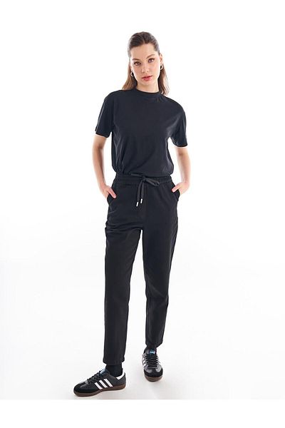 Kayra Black Denim Trousers - Elastic Waist
