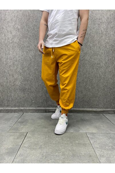 FıttingRoom Mustard Jogger - Woven Cotton with Elastic Waist and Legs