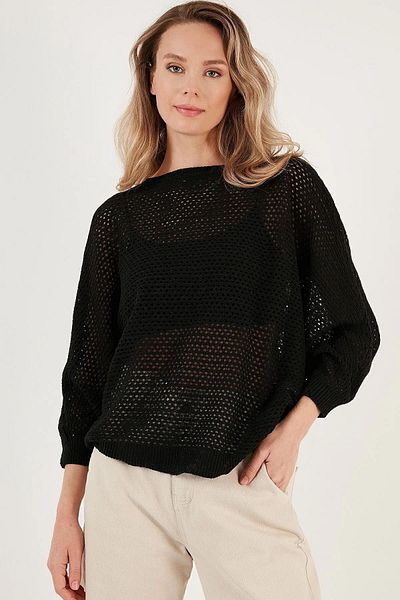 Fashion Friends Pulover ajurat negru