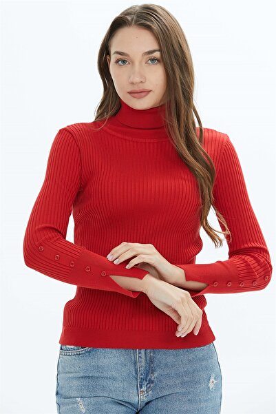 Two Mail Fitilli Tam Balıkçı Bluz Kırmızı