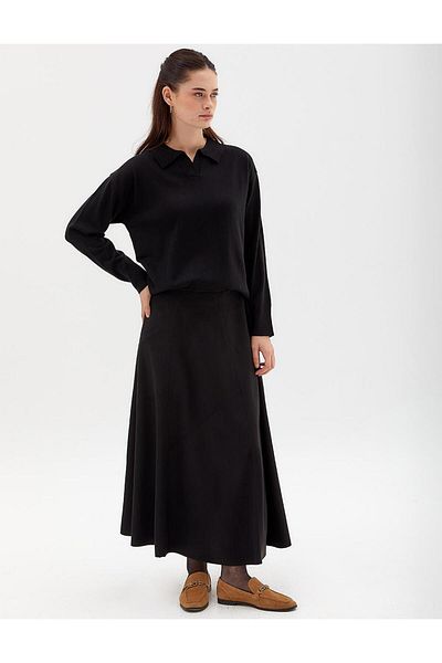 Kayra Collared Knitwear Blouse Black