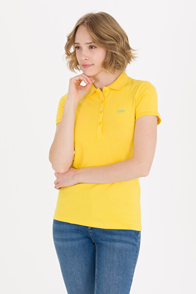 U.S. Polo Assn. Γυναικείο κίτρινο μπλουζάκι με λαιμόκοψη πόλο 50266348-VR094