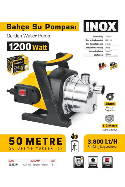 Genel Markalar BAHÇE POMPASI 1200 WATT(INOX)
