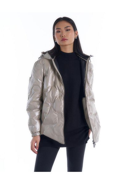 Kayra Monogram Goose Feather Filled Coat Stone