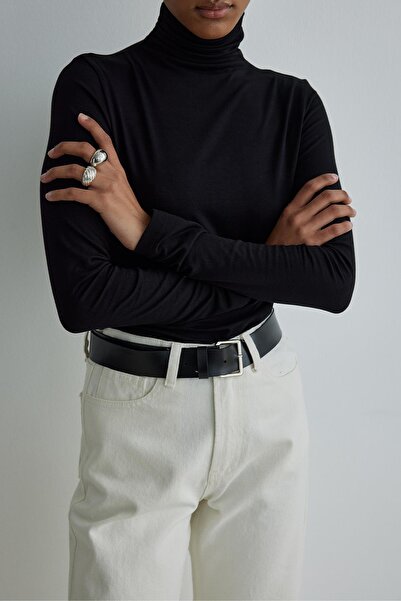 Suud Collection Black Square Buckle Long Belt