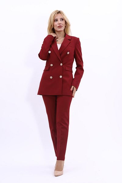ÖNDER ÖZSOY Blazer Jacket & Tube Leg Trousers Set-burgundy