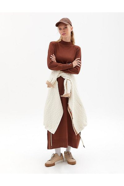 Kayra Rochie de tricotaj maro închis - Gât pe jumătate