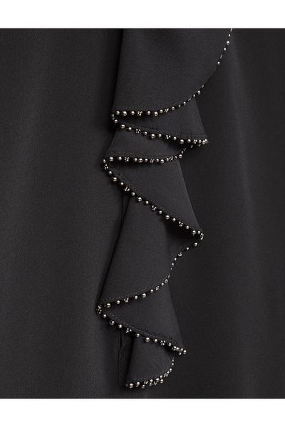 Kayra Embroidered Tunic with Flywheel Detail on the Collar Black