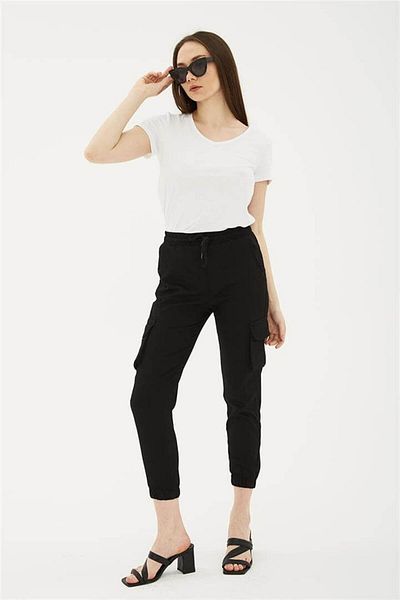 Fashion Friends Black Cargo Pants - Pocketed