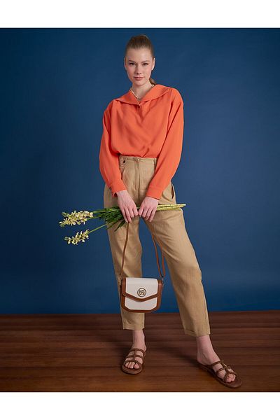 Kayra Beige Colored Trousers - Accessory Detail