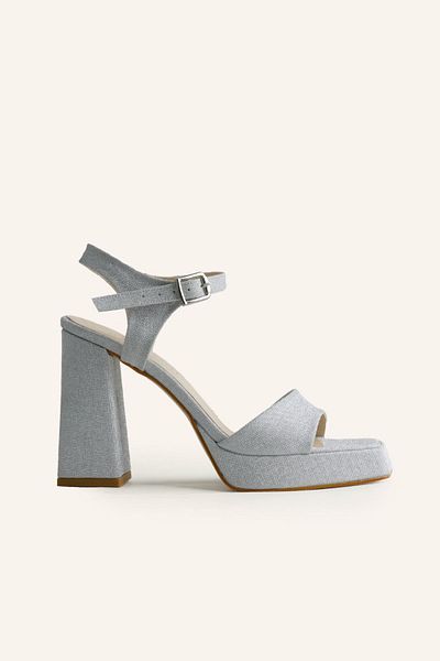 MARCATELLI Pantofi cu sclipici argintii cu toc Margaret