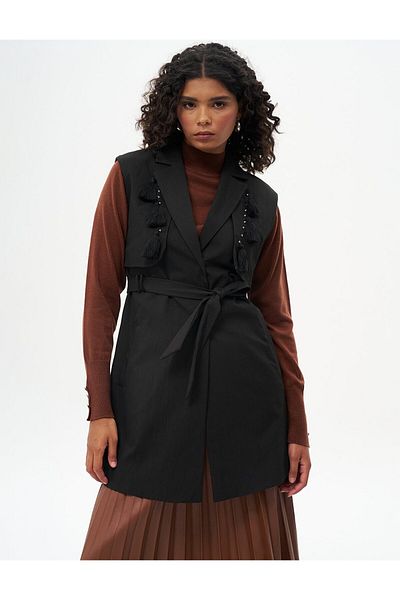 KYR Black Vest - Tassel Detailed and Belted