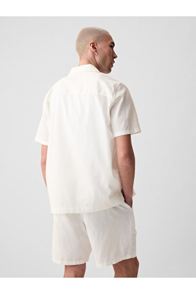 GAP Erkek Kırık Beyaz Keten Karışımlı Utility Gömlek