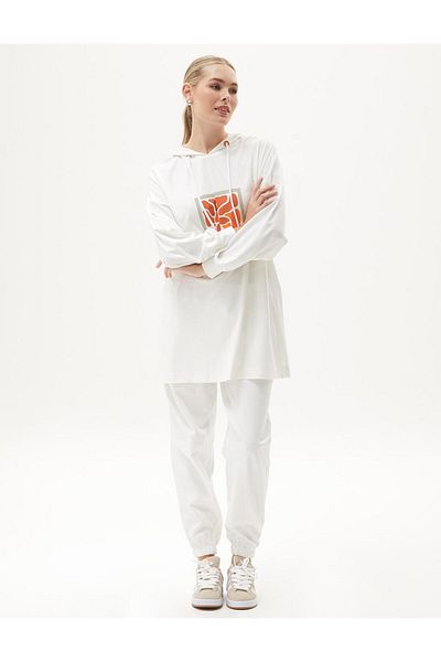 KYR Optical White Embroidered Hooded Detailed Sweatshirt