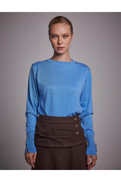 Kayra KA-SZ-TRK02 Kayra Sıfır Yaka Triko Bluz Mavi