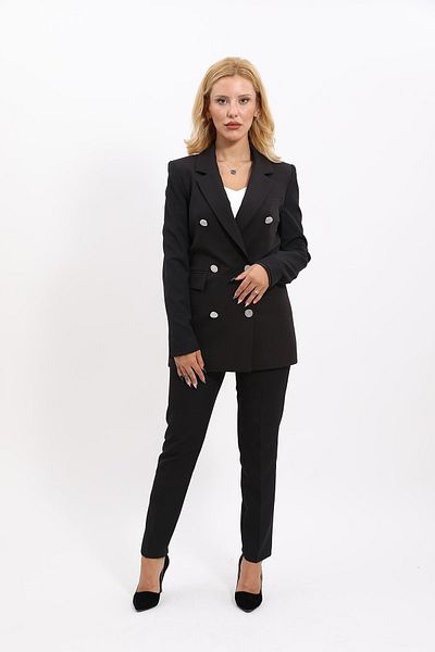 ÖNDER ÖZSOY Blazer Jacket & Tube Leg Trousers Set-black