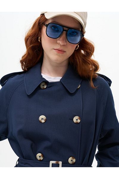 Kayra Σκούρο Navy Blue Διπλό Καπάκι - Λεπτομέρεια ζώνης