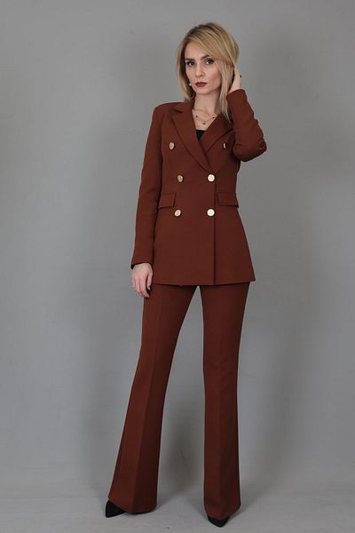 ÖNDER ÖZSOY Blazer Jacket and Spanish Trousers Set - Bitter Brown