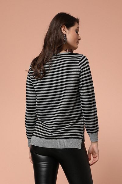 Two Mail Gray-Melange Striped Blouse