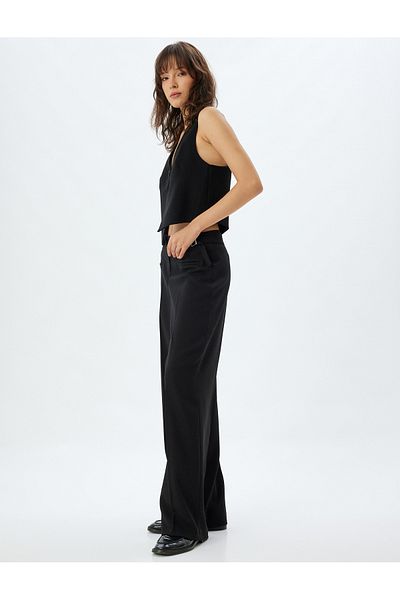 Koton Stoffhose mit hoher Taille und Filettaschen