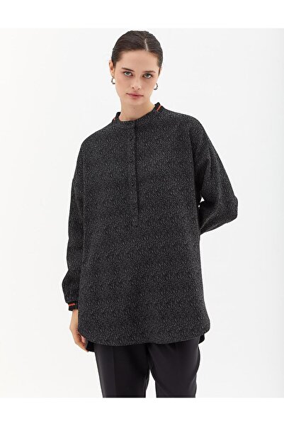 Kayra Half Placket Buttoned Tunic Black