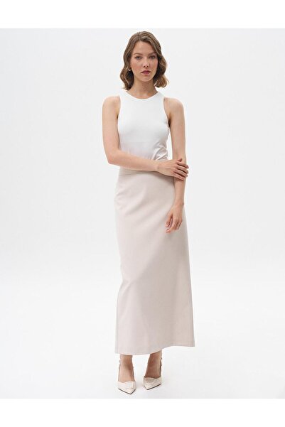 Kayra Gizli Yırtmaç Detaylı Kalem Etek Taş