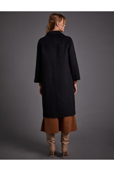 Kayra Premium μάλλινο παλτό με φαρδύ γιακά μαύρο