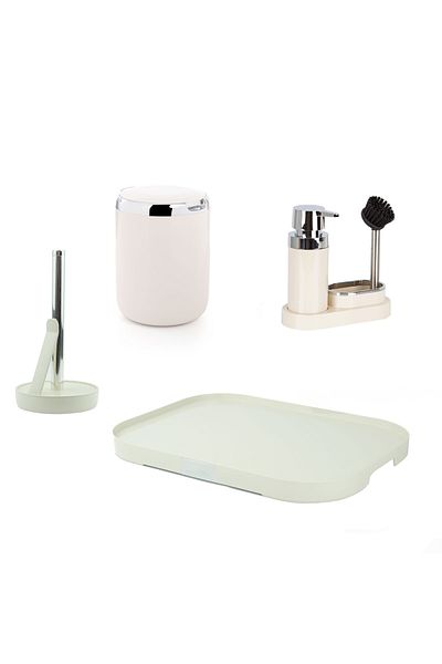 Prima Nova Kitchen Set Kitchen Liquid Soap Dispenser Countertop Dustbin Tray Paper Towel Holder