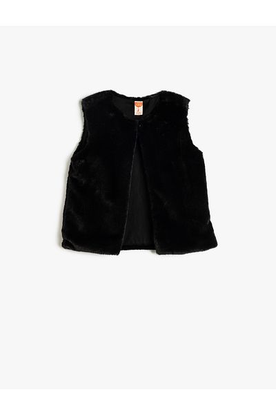 Koton Round Neck Plush Vest - Sleeveless