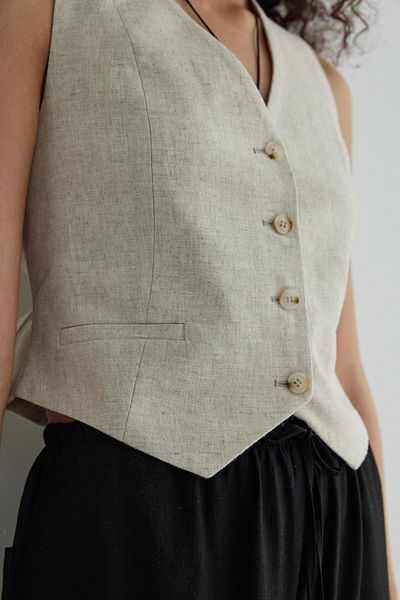 Suud Collection سترة غابرييل من الكتان الطبيعي بأزرار