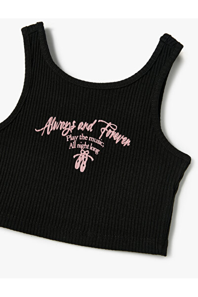 Koton Sportoló bordázott ujjatlan kerékpáros nyak szlogen hímzett