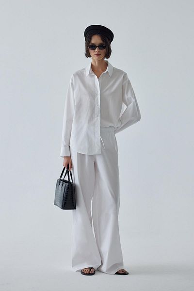 Suud Collection Basic White Poplin Trousers