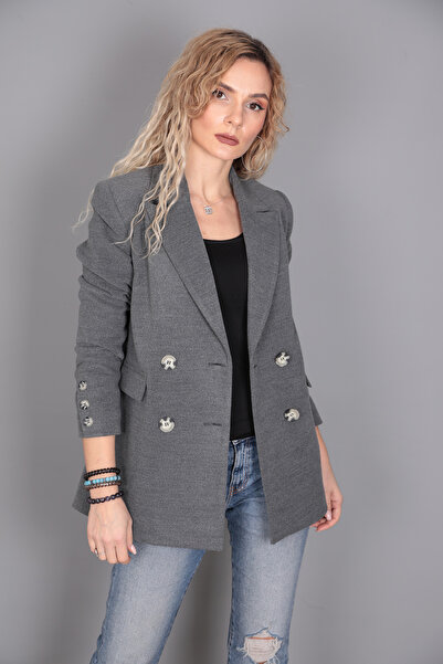ÖNDER ÖZSOY Stamp Oversize Blazer Jacket-Anthracite