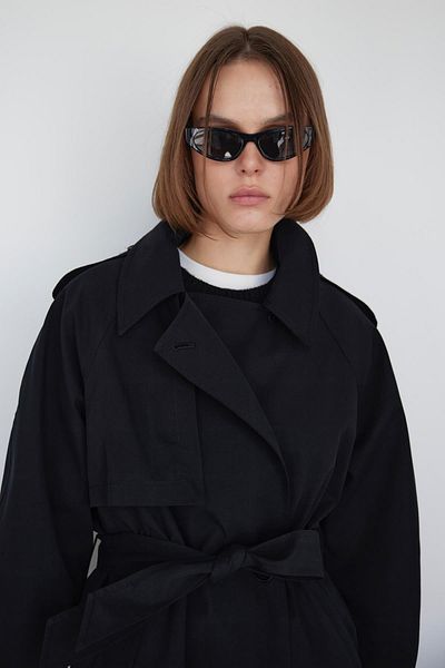 Suud Collection Μαύρη καμπαρντίνα με κλασική ζώνη