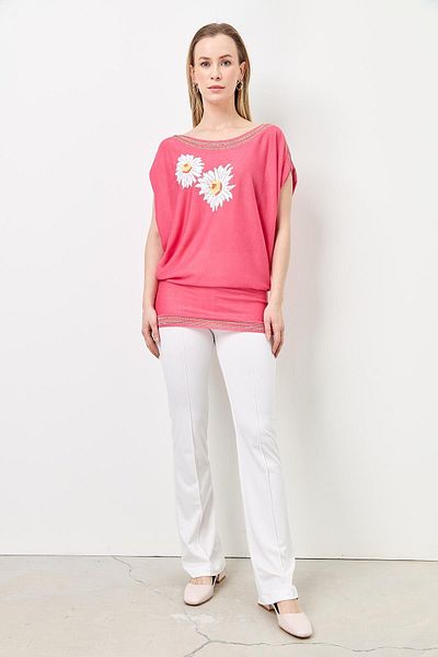 Two Mail Daisy Bat Blouse PINK