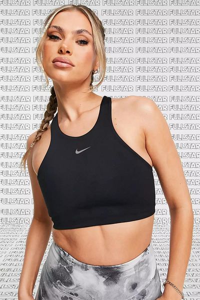 Nike Yoga Dri Fit Swoosh Bra Black Soft Sports Bra Black