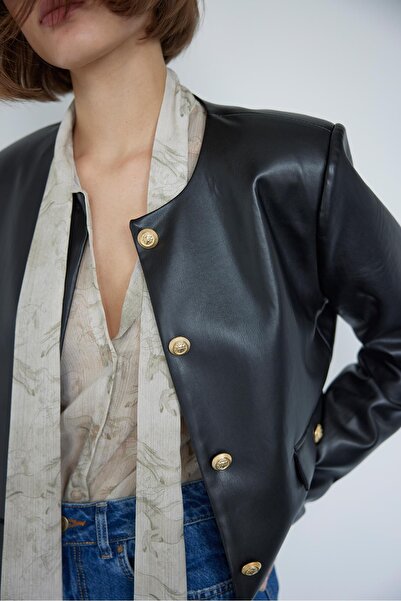 Suud Collection Μαύρο μπουφάν Amy Faux Leather