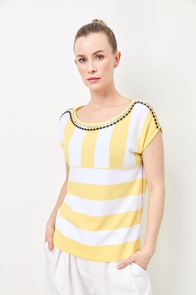 Two Mail Striped Blouse YELLOW