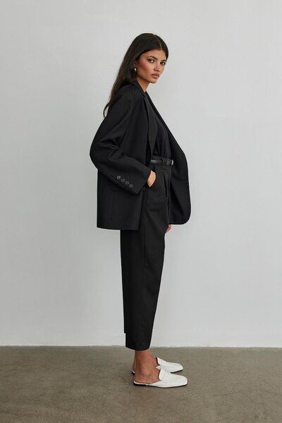 Suud Collection Black Leather Riding Pants