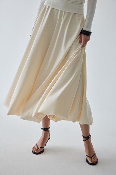 Suud Collection Krémová saténová balonová sukně