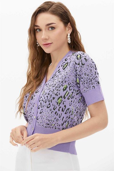 Two Mail Lilac Sequin Embroidered Cardigan