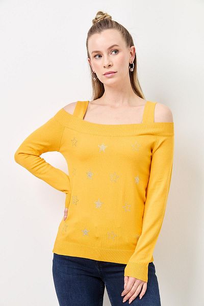 Two Mail Stone Detailed Knitwear YELLOW