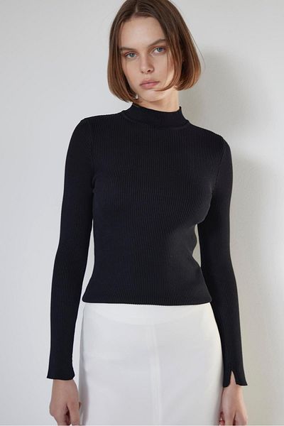 Suud Collection Czarne body z dzianiny Jane Fisherman