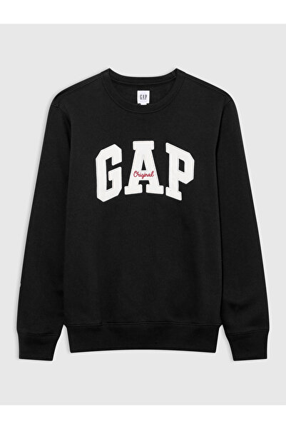 GAP Erkek Siyah Gap Logo Bisiklet Yaka Sweatshirt