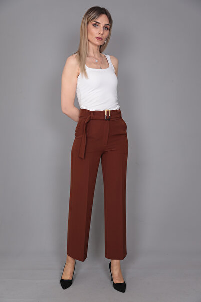 ÖNDER ÖZSOY Kısa Bol Paça Pantolon-acı Kahve