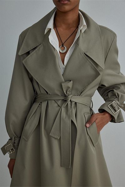 Suud Collection Lehký khaki rowe Gabardine trenčkot
