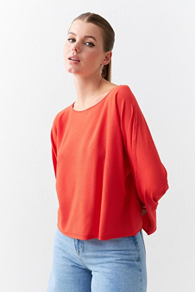 Setre Μακρυμάνικη κόκκινη πλεκτή μπλούζα - Άνετη εφαρμογή και λεπτομέρεια μανίκι