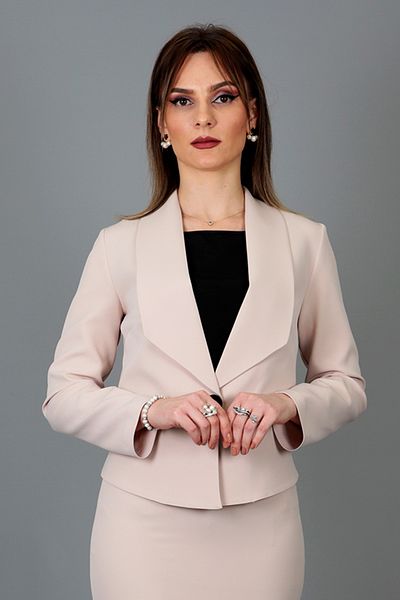 ÖNDER ÖZSOY Single Button Mini Jacket-Mink